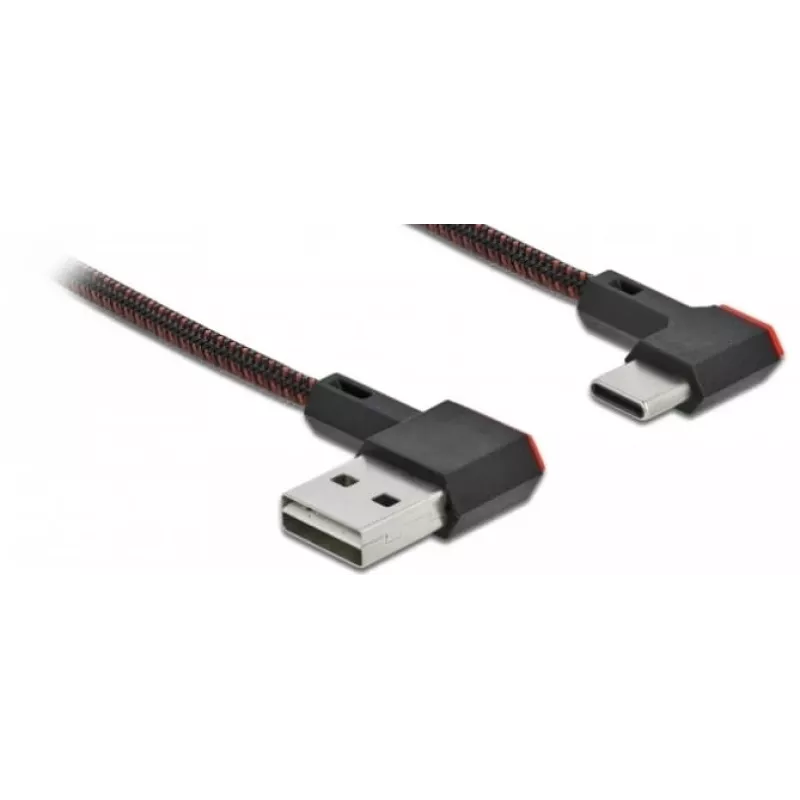 USB-Kabel DeLOCK EASY-USB 2.0 Typ-A-Stecker auf Typ-C-Stecker abgewinkelt 0,2 m schwarz