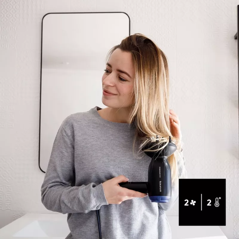 Haartrockner Taurus Studio Glow 1500 — 1400 W, 3 Heizstufen, 2 Geschwindigkeiten, faltbar, aufhängbar, schwarz