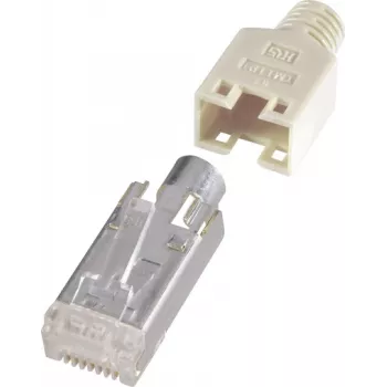 renkforce RJ45-Stecker, geschirmt, CAT5e Stecker, gerade Pole: 8P8C H9540.1-10 Beige H9540.1-10 10 St. (H9540.1-10)