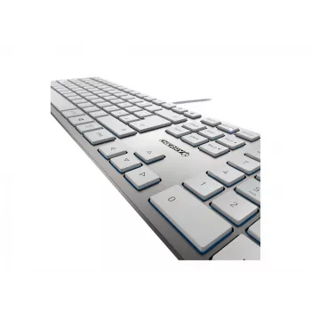 CHERRY KC 6000 schlank Tastatur, kabelgebunden, USB, QWERTY, Nordic-Layout, Silber, Weiß
