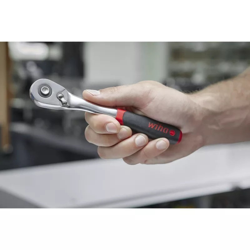 Wiha Reversible Ratchet 3/8 Push Button and Ball Lock schwarz/Rot (45625)