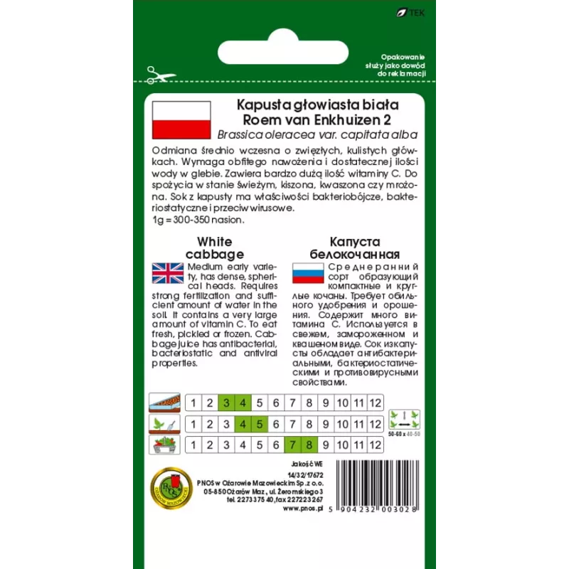 Samenpackung Apte — Weißkohl 'Roem Van Enkhuizen' (2 g) Gemüsesamen