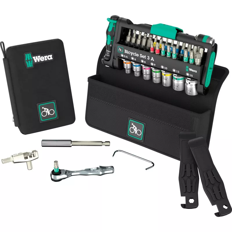 Wera Fahrrad-Werkzeugsatz 3 A, 40-teilig (05004188001) – kompaktes Multitool-Set für die Fahrradwartung