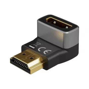 Goobay 72011 HDMI™ Winkeladapter 270° Vertikal, 8K @ 60 Hz, vergoldet, Schwarz, Silber | Goobay