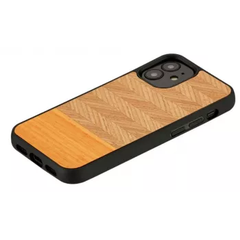 Handyhülle Man and Wood für iPhone 12 mini, Fischgrät arancia schwarz