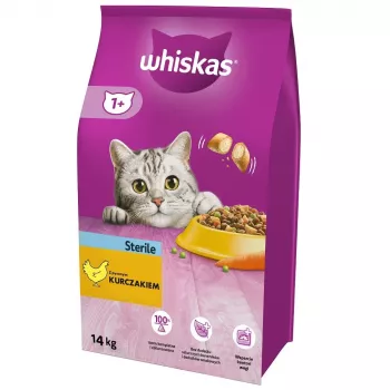 Trockenfutter für Katzen Whiskas Adult Chicken 14 kg — für sterilisierte/kastrierte Katzen, ausgewachsen, alle Rassen