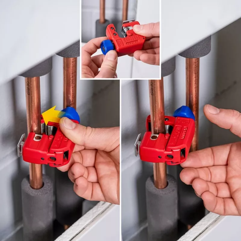 Rohrschneider Knipex TubiX S 3–30 mm, kompaktes Schneidwerkzeug für Metall- und Kunststoffrohre