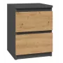 Nachttisch Topeshop M2 ANTRACYT/ARTISAN 2 Schubladen Anthrazit Eiche Holz