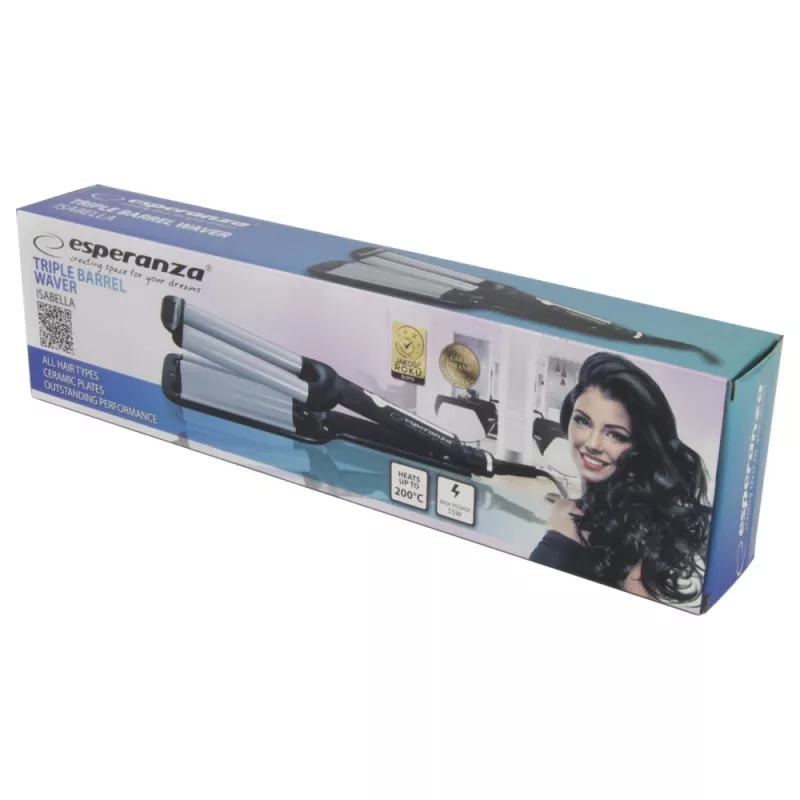 Lockenstab Esperanza EBL013 — 55 W, Keramikplatten, max. 200 °C, 1,8 m Drehkabel