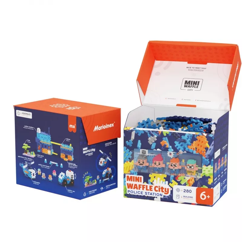 MARIOINEX Mini Waffle City Polizeistation Bausteine, 280 Teile