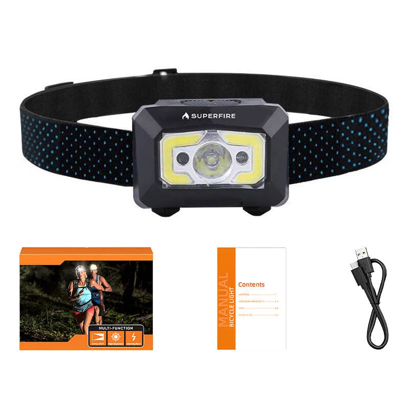 Superfire X30 Stirnlampe, 340 lm, USB, 5 Modi, 130 m