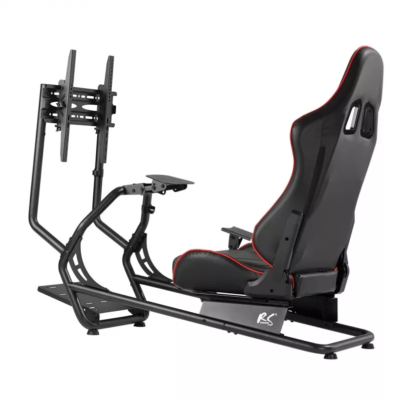 NanoRS RS160 Gaming-Stuhl, Rennsimulator-Ständer 3-in-1, für PC, Konsolen, Spieler, Kunstlederbezug, Lenkradständer, TV-Halterung bis 50 inch, max. VESA 400x400