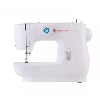 Halbautomatische Nähmaschine SINGER M2105 – 8 Stichmuster, 4-Schritt-Knopfloch, Freiarm, elektrisch, weiß