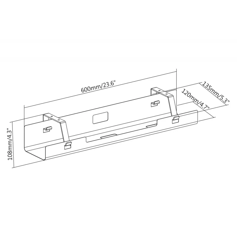 Digitus DA-90450 Kabelmanagement-Wanne 600x135x108mm Schwarz Stahl 1