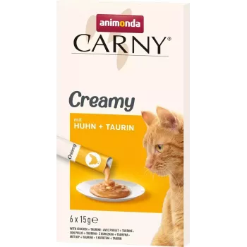 Feuchte Katzenleckerlis animonda Carny Huhn mit Taurin Beutel 6 x 15 g, Fleischpaste, 87% Feuchtigkeit