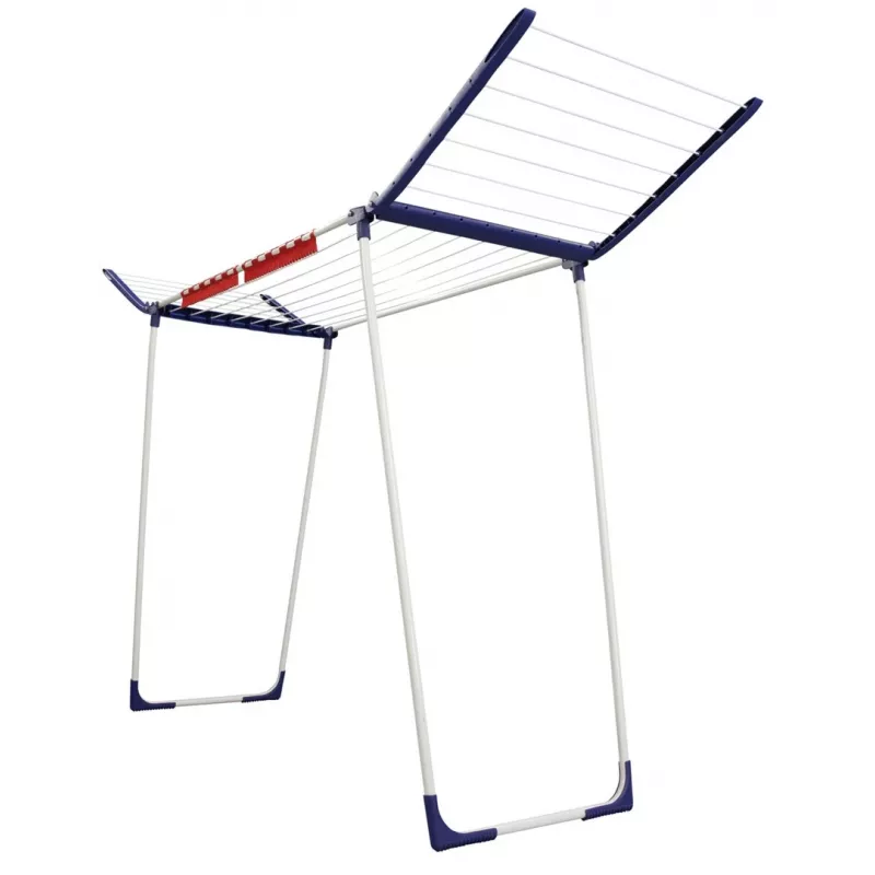 Wäscheständer Leifheit Pegasus 180 Maxx Winged — bodenstehender Wäscheständer, 18 m Trockenlänge, höhenverstellbar 1080–1280 mm, 550×1100×1280 mm, blau/weiß
