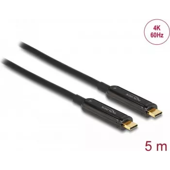 USB-C-Kabel DELOCK 84090 — 5 m, USB-C auf USB-C, bis zu 21600 Mbit/s, vergoldete Kontakte, schwarz