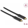 USB-C-Kabel DELOCK 84090 — 5 m, USB-C auf USB-C, bis zu 21600 Mbit/s, vergoldete Kontakte, schwarz