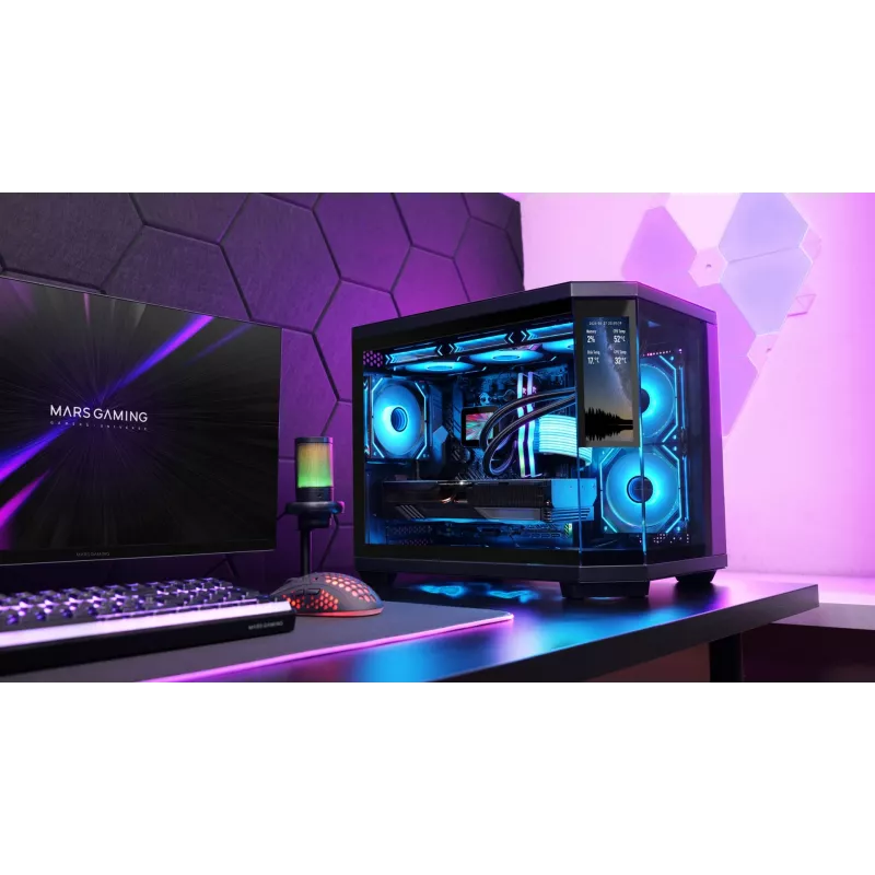 Mars Gaming MC3TCORELCDM Computergehäuse Mini Tower Schwarz