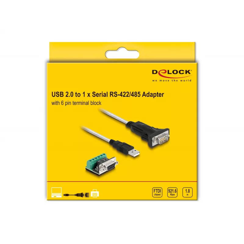 DeLOCK 63465 Serielles Kabel Schwarz Transparent 1,8 m USB Typ-A DB-9