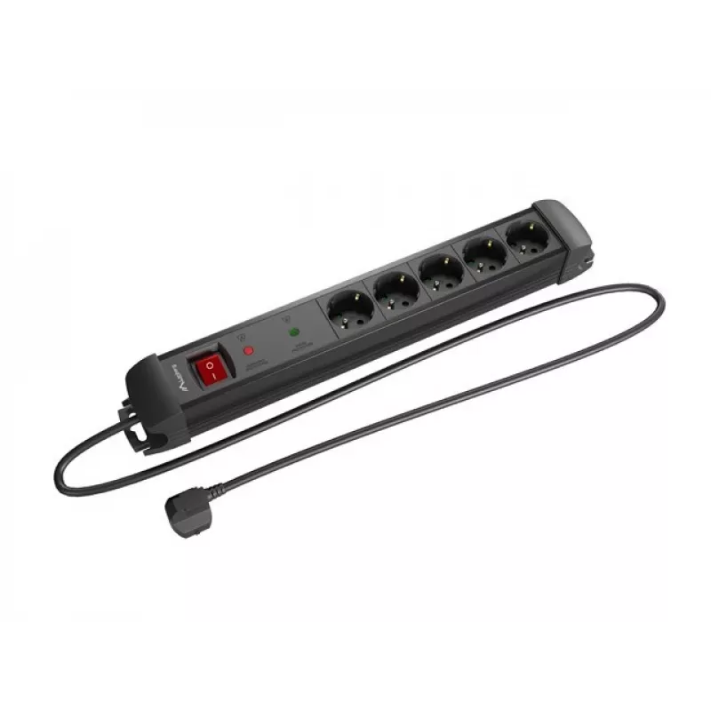 Steckdosenleiste Lanberg SP1-05F-0150-BK 1,5 m 5 AC-Anschlüsse Innenbereich Schwarz