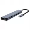 USB Typ-C Hub SAVIO AK-82 mit HDMI, MicroSD, USB 3.2 Gen1, PD-Durchgang, 4K@30Hz, 5000 Mbit/s, schwarz