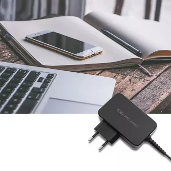 Mobiles Ladegerät QOLTEC 51024 – Universelles AC-Indoor-Ladegerät, 65 W PD, 20 V/3,25 A, 1,2 m Kabel, Schwarz