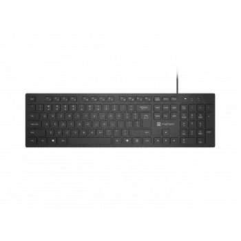 Kabelgebundene schlank-Multimedia-Tastatur NATEC HERRING — schwarz, Low-Profile-Layout, Multimediatasten