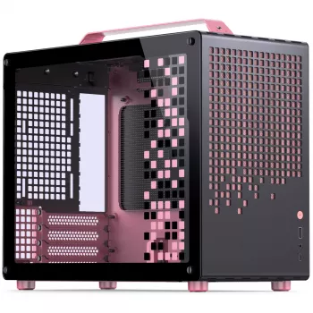 Jonsplus MATX Handle Case Z20 Schwarz-Pink – Mini/Micro/Flex-ATX Gehäuse mit Tragegriff