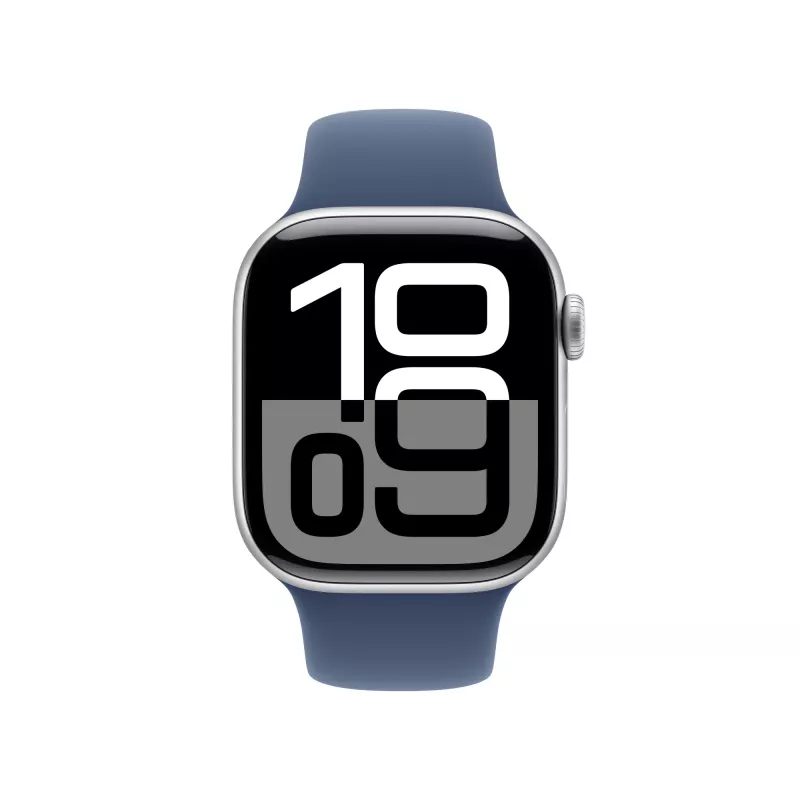 Apple Watch S10 Aluminium Cellular 42mm Silber (Sportarmband Denim) S/M
