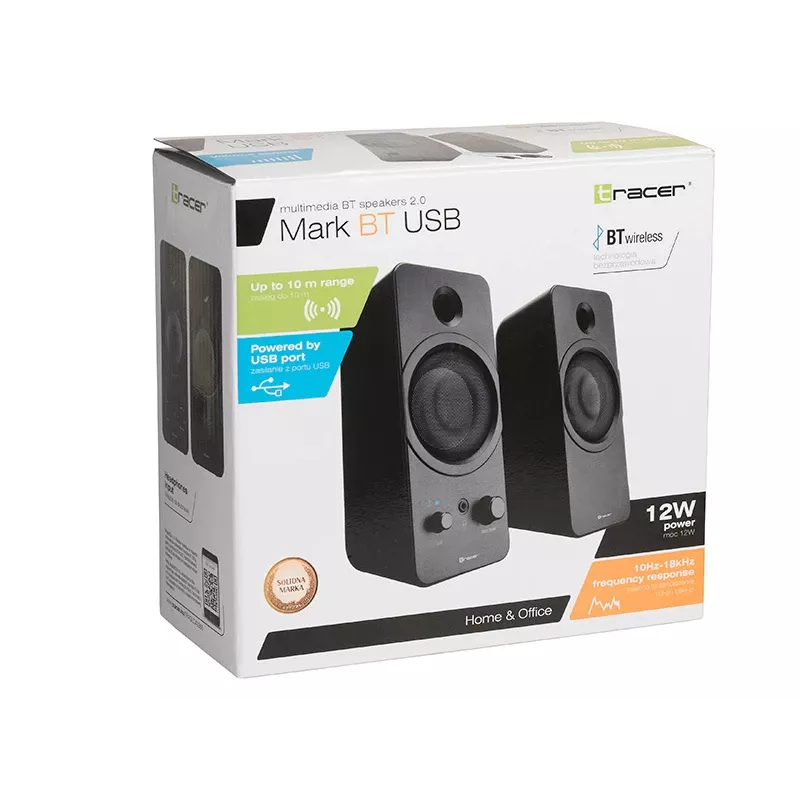 Desktop 2.0 TRACER Mark Lautsprecher 12 W, USB-Stromversorgung, Bluetooth, 2‑Wege, 2 Treiber, Schwarz