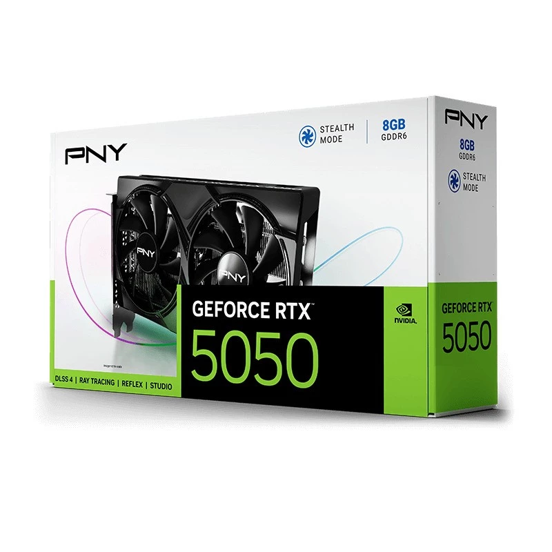 Grafikkarte PNY GeForce RTX 5050 – 8 GB GDDR6, 2317 MHz, 128-Bit, PCIe x8 5.0, Dual-Fan-Kühlung