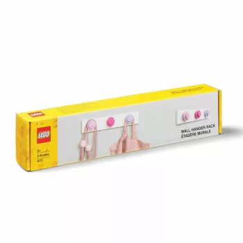 LEGO Wandgarderobe WALL HANGER RACK, 3 Haken Farbe Knöpfe: hellrosa/pink/lavendel, - 1 Stück (41110002)