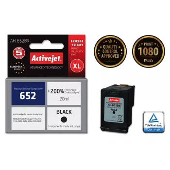 Tintenpatrone ActiveJet AH-652BR kompatibel für HP, Schwarze Pigmenttinte, 20 ml, Hohe (XL) Reichweite