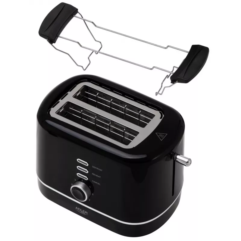 Adler AD 3224b Toaster mit Brötchenaufsatz 7 Bräunungsstufen schwarz