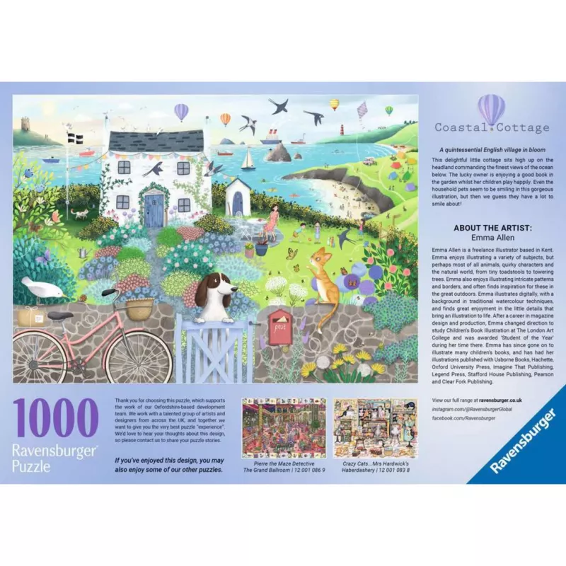 Puzzle Ravensburger Coastal Cottage 1000 Teile, 700 mm Breite, 2 mm Dicke