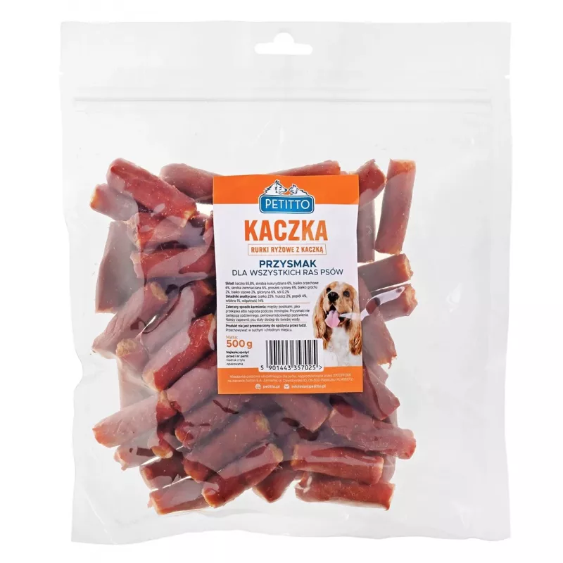 Hundeleckerlis PETITTO Reisknochen mit Ente 500 g