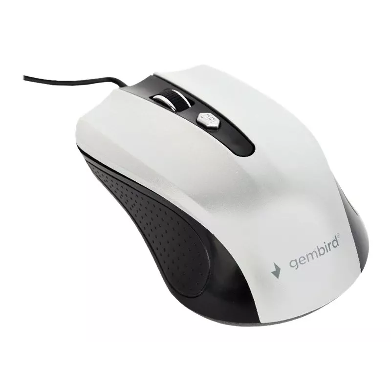 Kabelgebundene beidhändige optische Maus GEMBIRD MUS-4B-01-BS, USB Typ-A, 1200 DPI, 4 Tasten, schwarz/silber