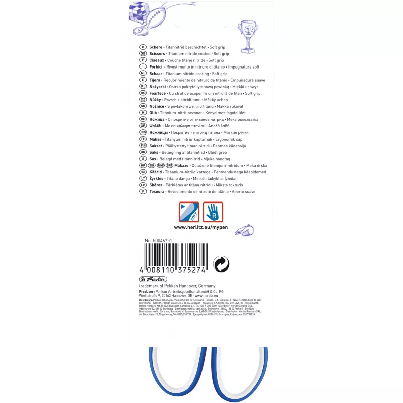 Einzelner Stift Herlitz my.pen Geradschnitt Blau Weiß