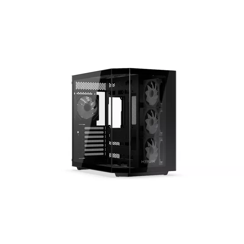 PC-Tower-Gehäuse KRUX Empero KRXD010, ATX, schwarz – unterstützt GPUs bis zu 420 mm, CPU-Kühler bis zu 155 mm, 2x 3,5 Zoll + 3x 2,5 Zoll Einschübe