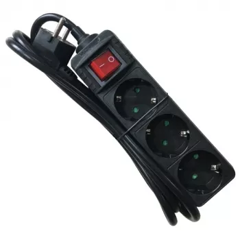 Power Extension M-Cab POW0029 1.5m 3 AC Outlets Indoor Schwarz