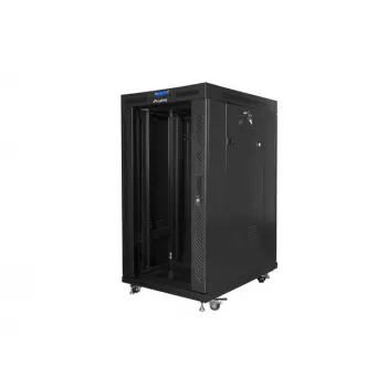 Standschrank 19 Zoll 22U 800x1000 Glastüren LCD (Flat Pack) V2 schwarz