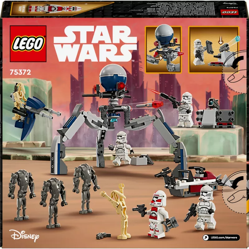 LEGO Star Wars Clone Trooper & Battle Droid Battle Pack Bau-Spielzeug für Kinder mit Speeder Bike Fahrzeug, 4 Minifiguren und 5 Figuren, Geschenk für Jungen