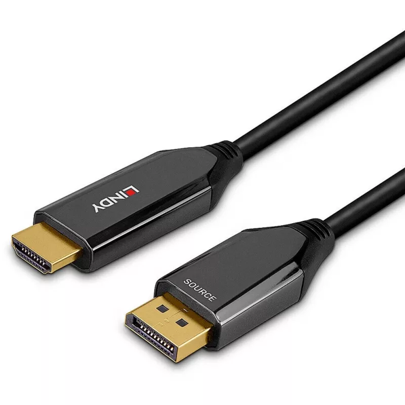 Lindy 3m aktives DisplayPort-1.4-auf-HDMI-8K60-Kabel, 3 m, DisplayPort, HDMI, Stecker, Stecker, gerade