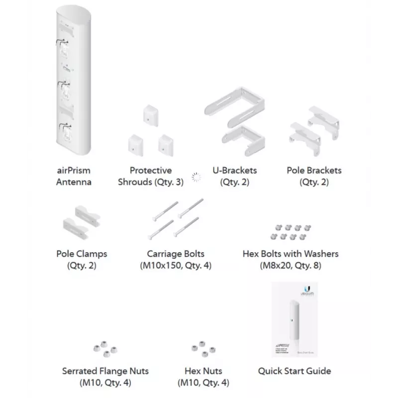 Ubiquiti AP-5AC-90-HD Sektorantenne airPrism, 5GHz, 22dBi, 2x2 MIMO, 90° (3x 30°), für Rocket 5AC-PRISM