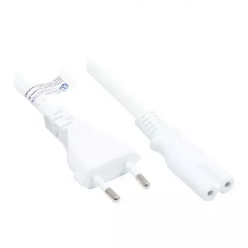 Euro-Netzkabel Euro-Stecker Typ C (gerade) an C7/Euro 8 Buchse (gerade), weiß, 0,75 mm², 0,5 m, Good Connections® (P0370-W005)
