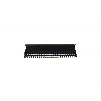 Patch Panel 19 inch 24 Ports, CAT6, S/FTP, 1U, Kabelmanagement, Schwarz (komplett)
