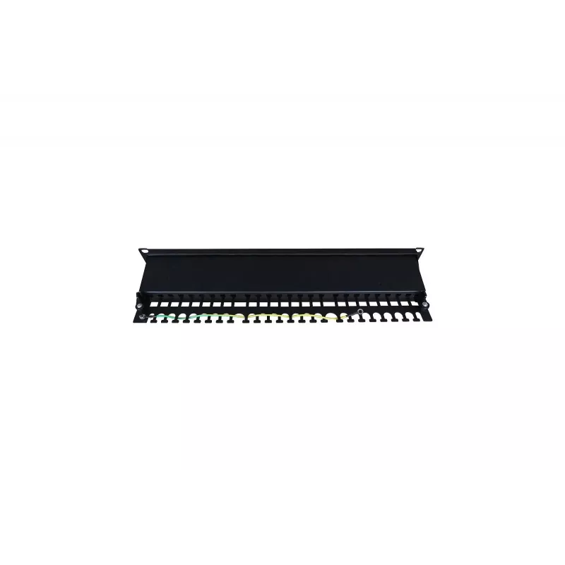 Patch Panel 19 inch 24 Ports, CAT6, S/FTP, 1U, Kabelmanagement, Schwarz (komplett)