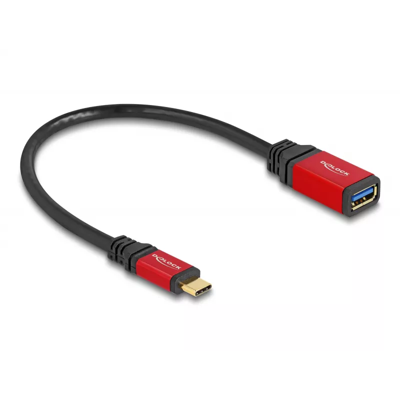 USB Adapter DeLOCK 60172 USB Type-C Stecker auf USB Type-A Buchse 10 Gbit/s 15 cm rot Metall