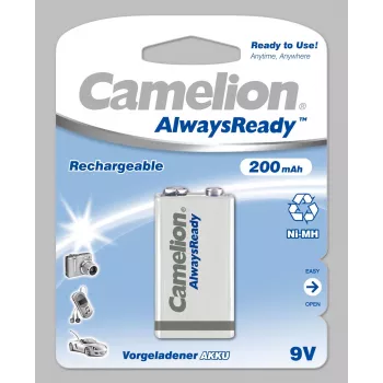 Camelion | 9V/6HR61 | 200 mAh | AlwaysReady Akkus Ni-MH | 1 Stück